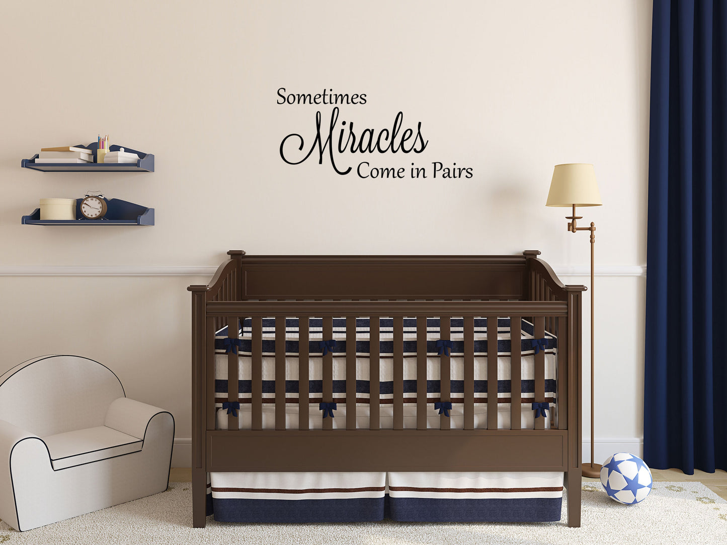 Sometimes Miracles Come In Pairs Vinyl Wall Decal - Twins Baby Gift - Twins Wall Quote - Twins Vinyl Wall Art - Vinyl Decals Twins Decal Vinyl Wall Decal Inspirational Wall Signs 