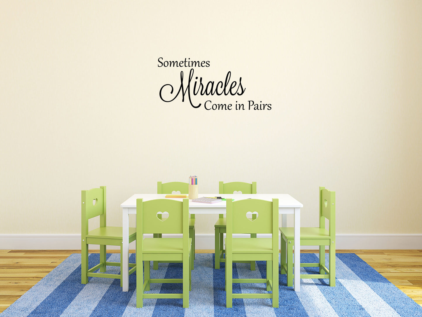 Sometimes Miracles Come In Pairs Vinyl Wall Decal - Twins Baby Gift - Twins Wall Quote - Twins Vinyl Wall Art - Vinyl Decals Twins Decal Vinyl Wall Decal Inspirational Wall Signs 