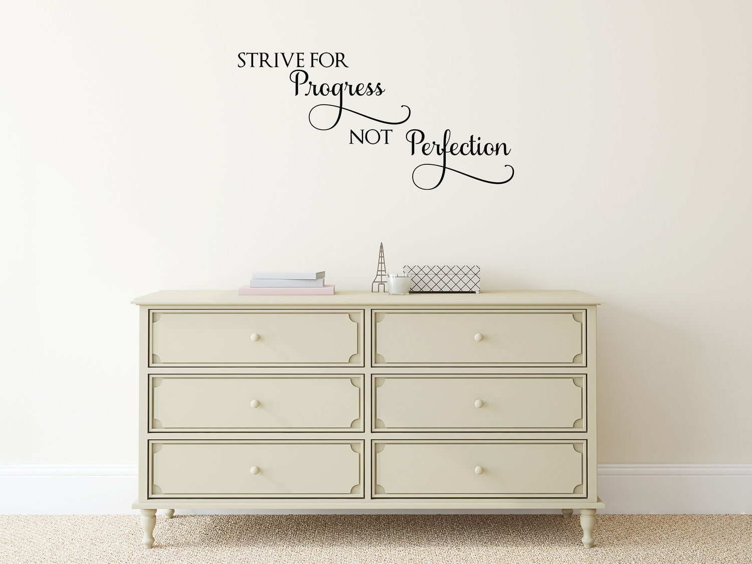 Strive For Progress Not Perfection Wall Quote Sticker - Inspirational Wall Decals Vinyl Wall Decal Inspirational Wall Signs 