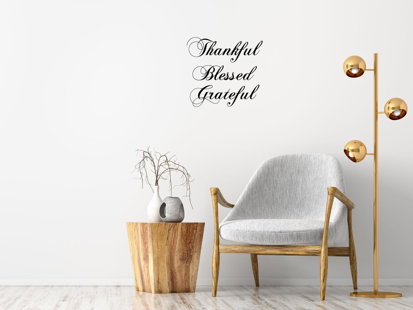 Thankful Blessed Grateful Wall Decal Quote - Spiritual Decal - Christian Decal Quote - Blessing Sticker Wall Decor - Thanksgiving Vinyl Wall Decal Inspirational Wall Signs 