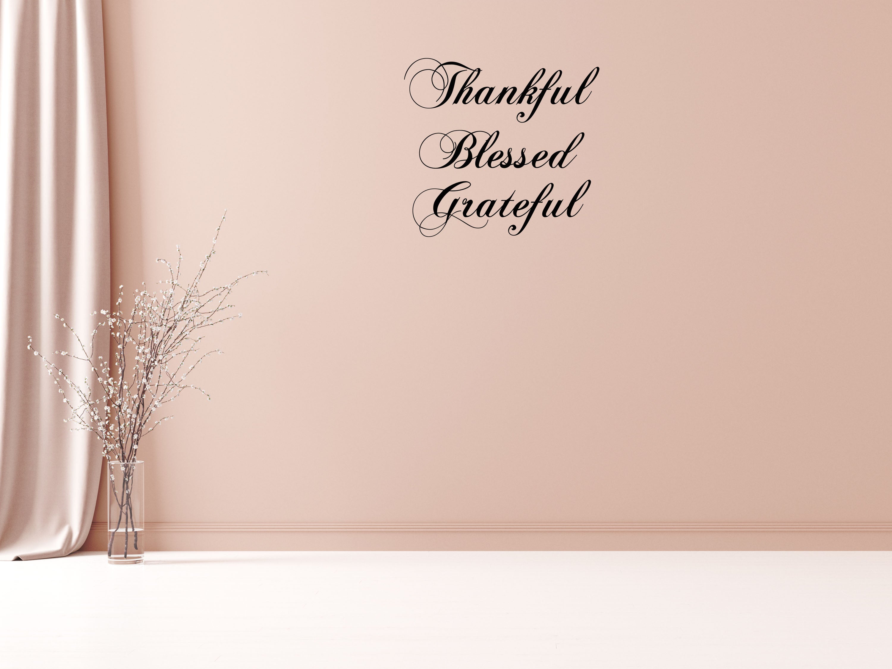 Thankful Blessed Grateful Wall Decal Quote - Spiritual Decal - Christian Decal Quote - Blessing Sticker Wall Decor - Thanksgiving Vinyl Wall Decal Inspirational Wall Signs 
