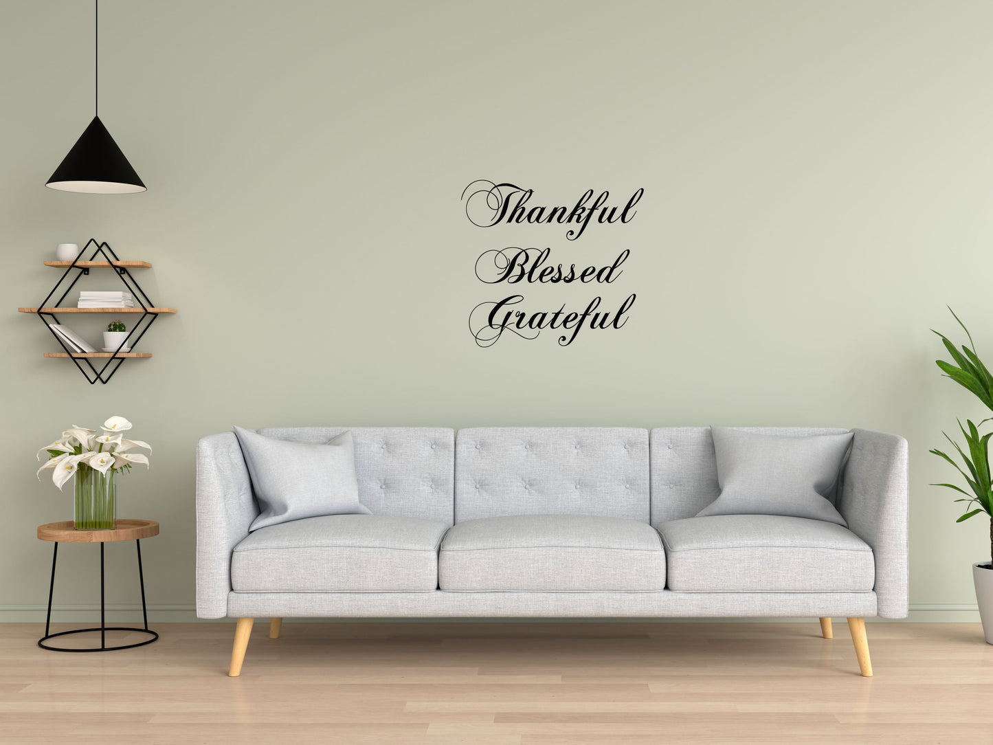 Thankful Blessed Grateful Wall Decal Quote - Spiritual Decal - Christian Decal Quote - Blessing Sticker Wall Decor - Thanksgiving Vinyl Wall Decal Inspirational Wall Signs 