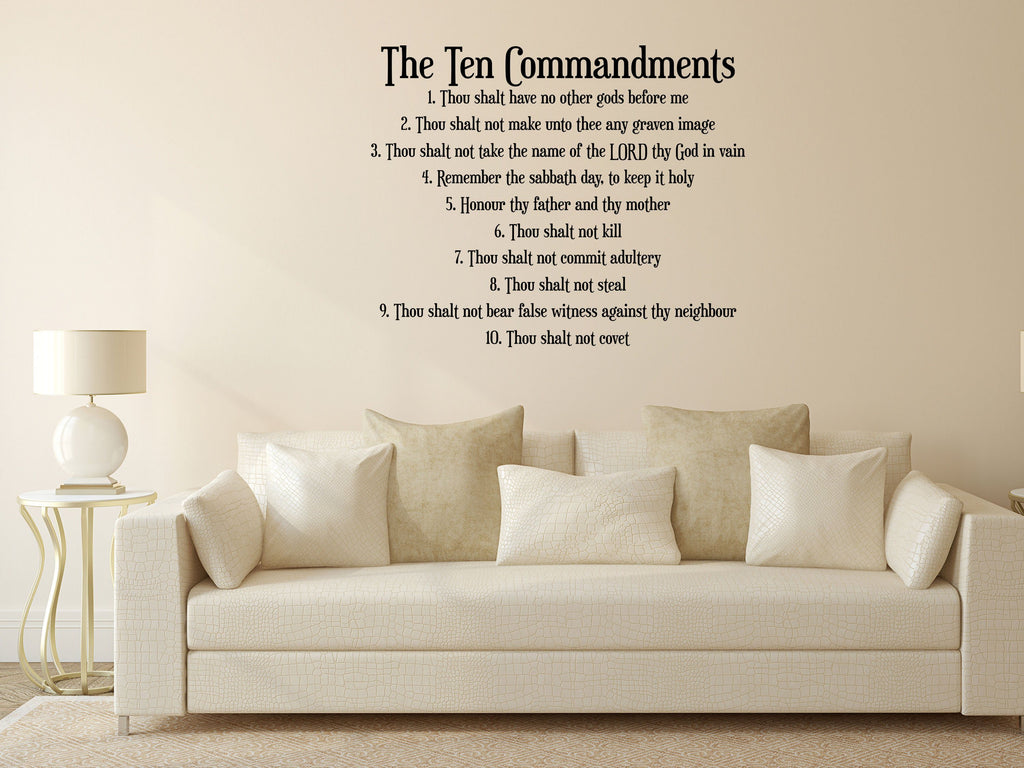 The 10 Commandments - Scripture Wall Decals Vinyl Wall Decal Inspirational Wall Signs 