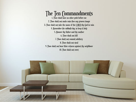 The 10 Commandments - Scripture Wall Decals Vinyl Wall Decal Inspirational Wall Signs 