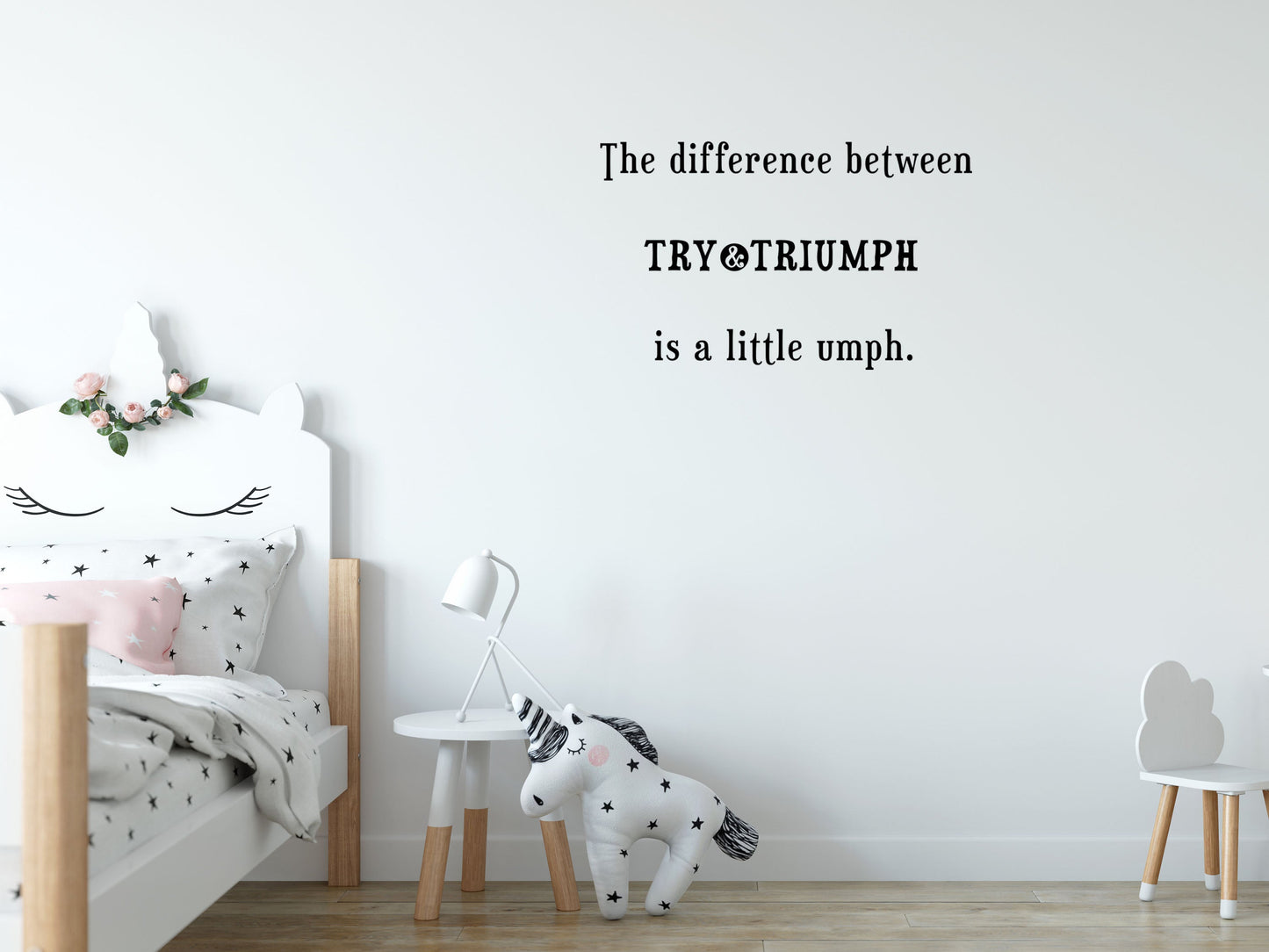 The Difference Between Try & Triumph Decal, Motivational Wall Decal, Wall Decals, Bedroom, Livingroom, Motivational Art Vinyl Wall Decal Title Done 