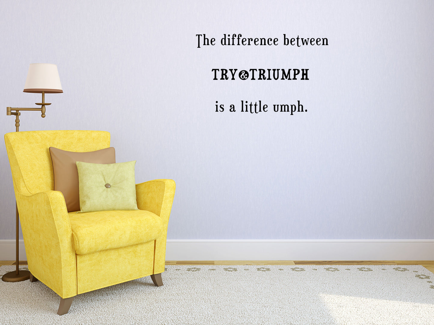 The Difference Between Try & Triumph Decal, Motivational Wall Decal, Wall Decals, Bedroom, Livingroom, Motivational Art Vinyl Wall Decal Title Done 