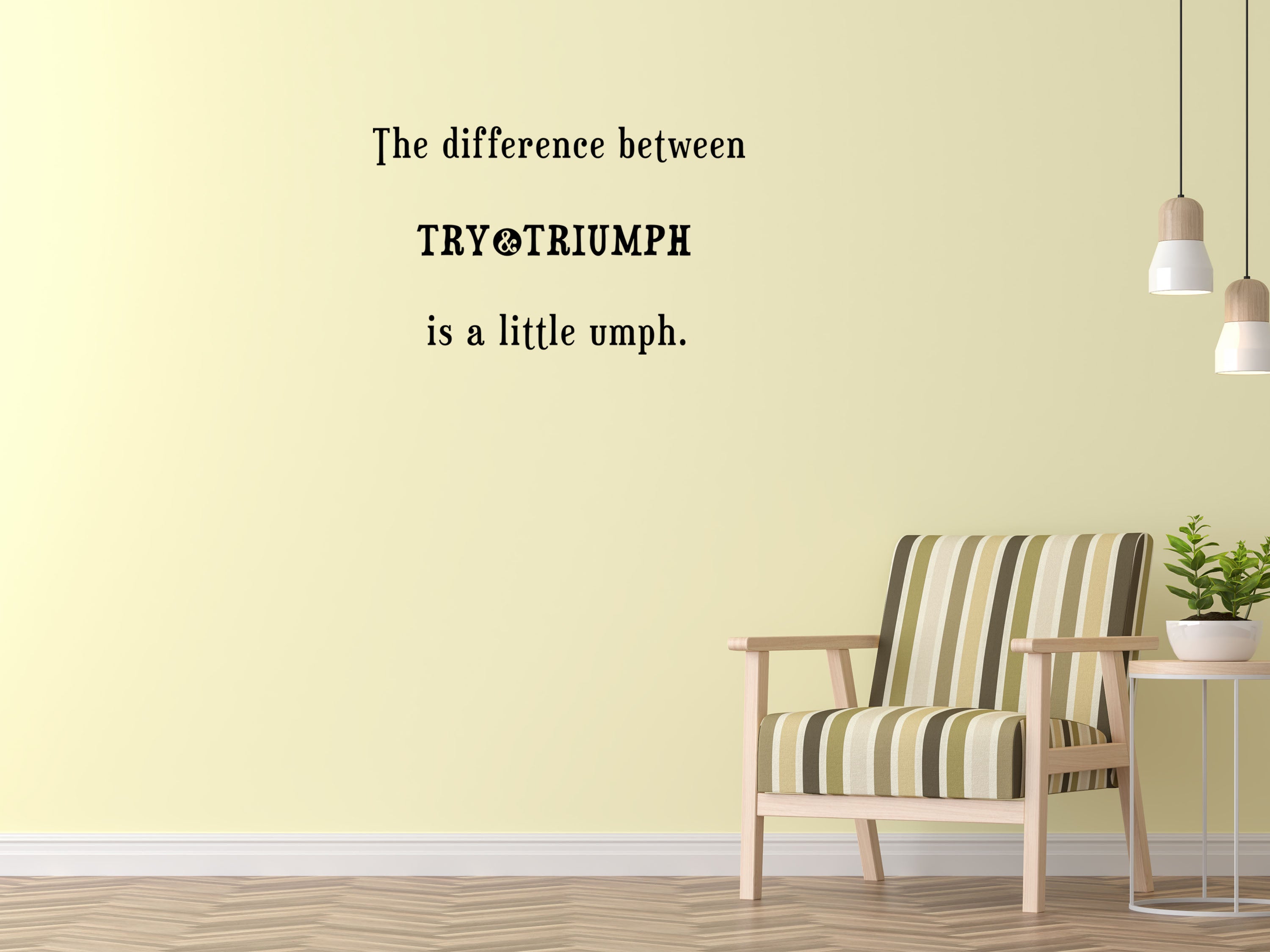 The Difference Between Try & Triumph Decal, Motivational Wall Decal, Wall Decals, Bedroom, Livingroom, Motivational Art Vinyl Wall Decal Title Done 
