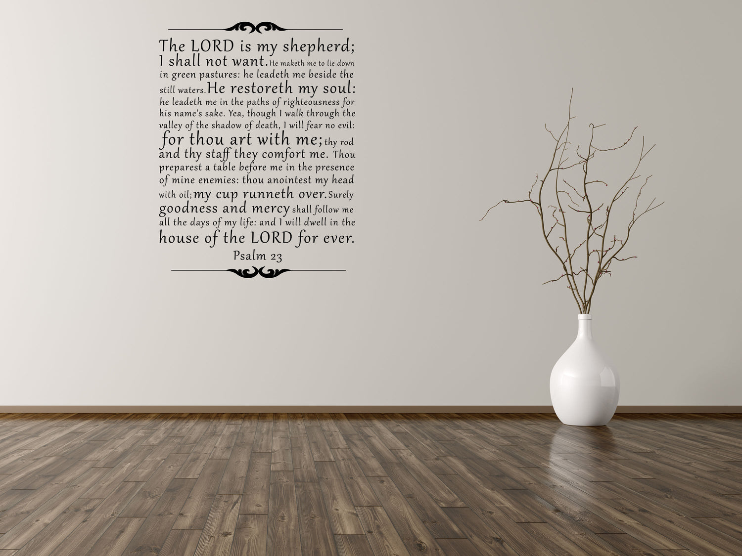 The Lord is my Shepherd - Psalm 23 Scripture Wall Bible Verse Decal - Religious Wall Decal - Vinyl Wall Decal - KJV Decal - Bible Quote Vinyl Wall Decal Title Done 