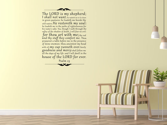 The Lord is my Shepherd - Psalm 23 Scripture Wall Bible Verse Decal - Religious Wall Decal - Vinyl Wall Decal - KJV Decal - Bible Quote Vinyl Wall Decal Title Done 