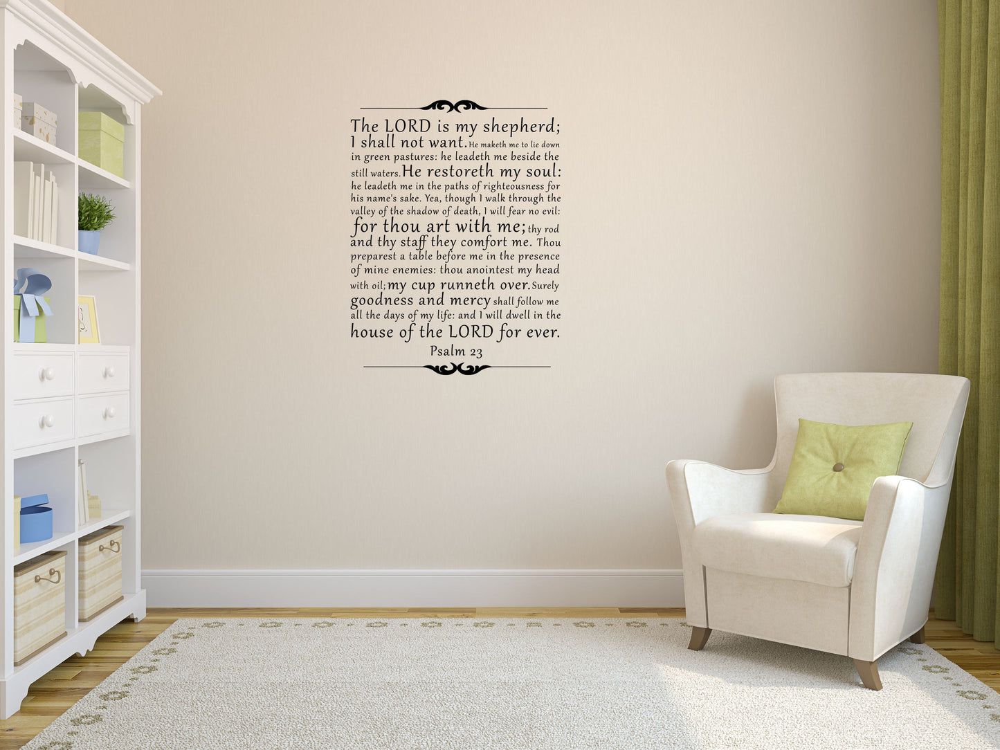 The Lord is my Shepherd - Psalm 23 Scripture Wall Bible Verse Decal - Religious Wall Decal - Vinyl Wall Decal - KJV Decal - Bible Quote Vinyl Wall Decal Title Done 