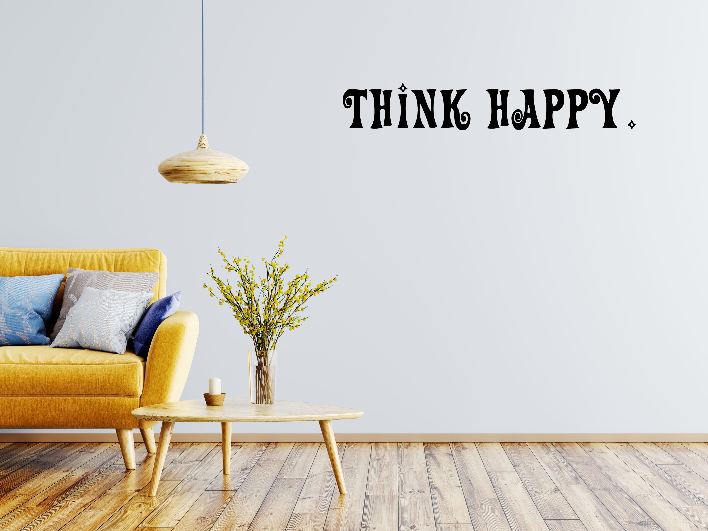 Think Happy Vinyl Wall Decal,Think Happy Wall Art, Vinyl, Inspirational Quote, Think Happy Sign, Think Happy Quote, Happy Vinyl Wall Decal Inspirational Wall Signs 