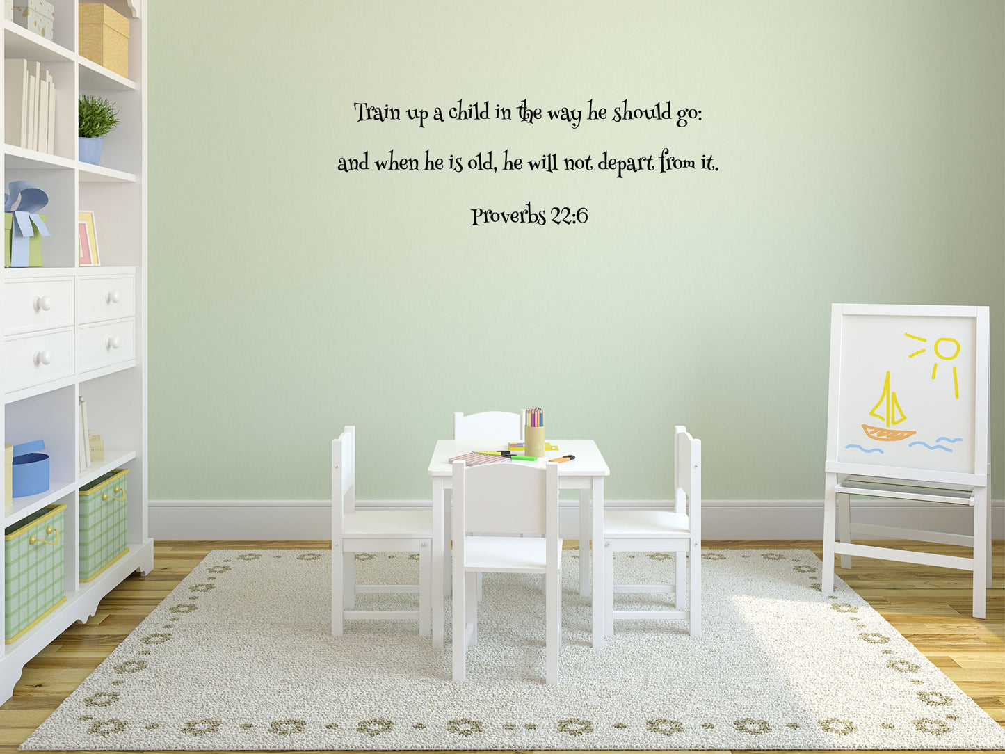 Train up a child Proverbs 22:6 - Christian Bible Scripture Wall Decal Church Quote Vinyl Wall Decal Inspirational Wall Signs 