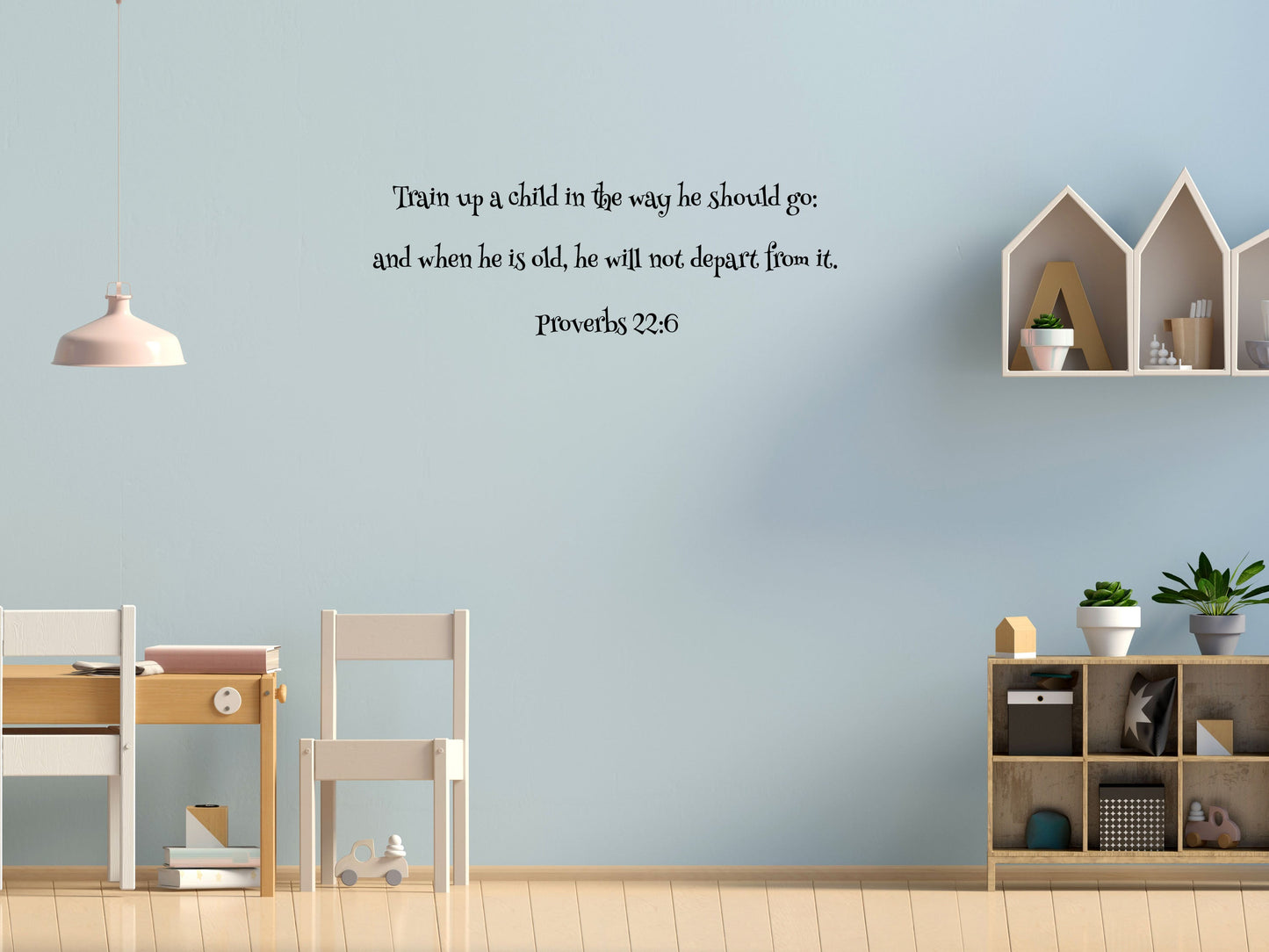 Train up a child Proverbs 22:6 - Christian Bible Scripture Wall Decal Church Quote Vinyl Wall Decal Inspirational Wall Signs 