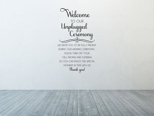 Unplugged Wedding - Inspirational Wall Decals Vinyl Wall Decal Done 