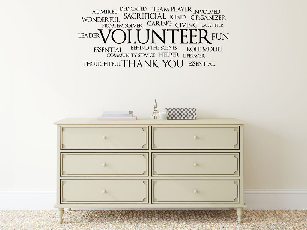 Volunteer Word Cloud Office Wall Decal- Inspirational Wall Decals Vinyl Wall Decal Done 