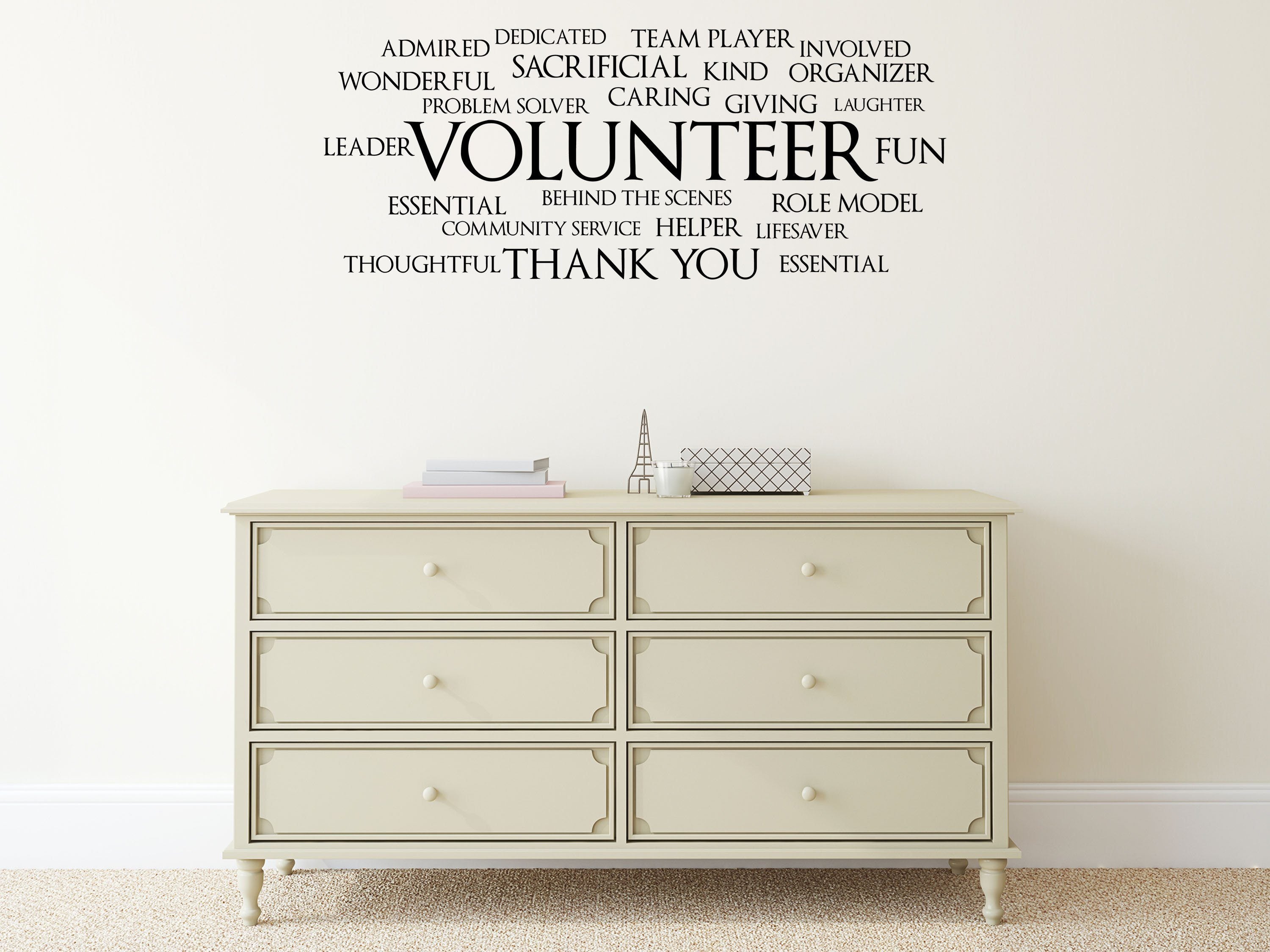 Volunteer Word Cloud Office Wall Decal- Inspirational Wall Decals Vinyl Wall Decal Done 