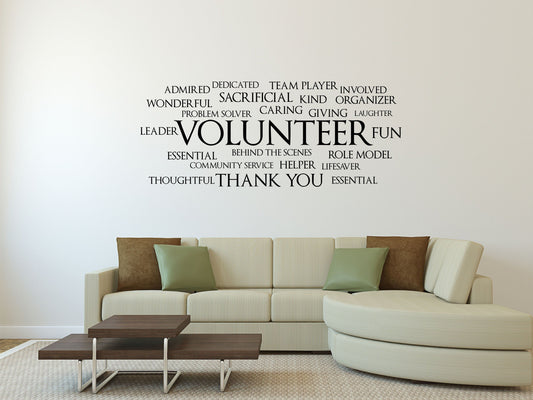 Volunteer Word Cloud Office Wall Decal- Inspirational Wall Decals Vinyl Wall Decal Done 