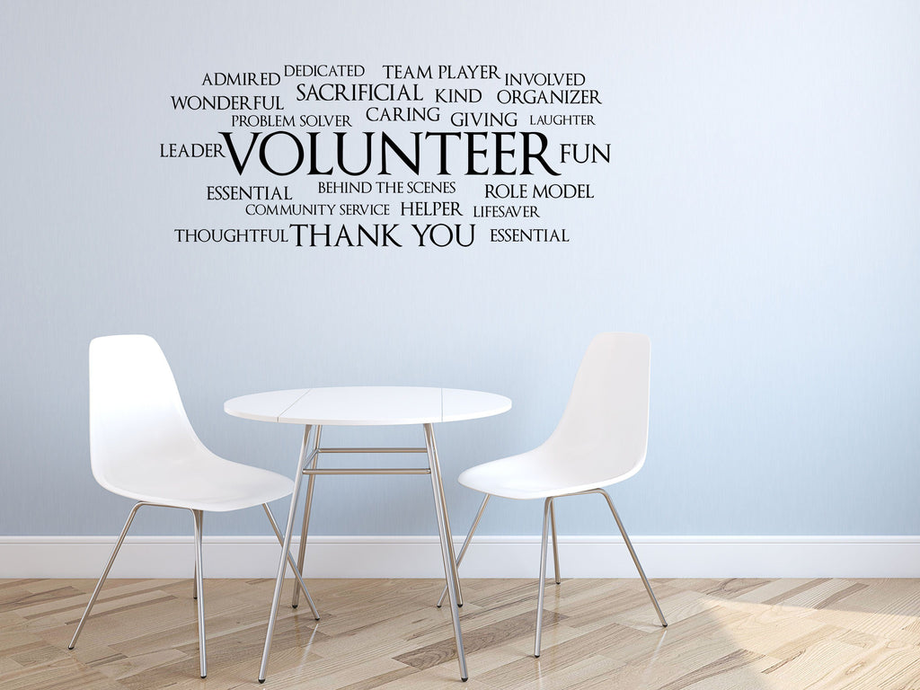 Volunteer Word Cloud Office Wall Decal- Inspirational Wall Decals Vinyl Wall Decal Done 