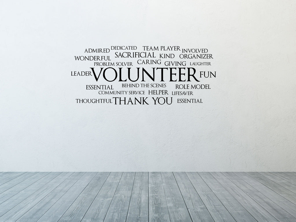 Volunteer Word Cloud Office Wall Decal- Inspirational Wall Decals Vinyl Wall Decal Done 