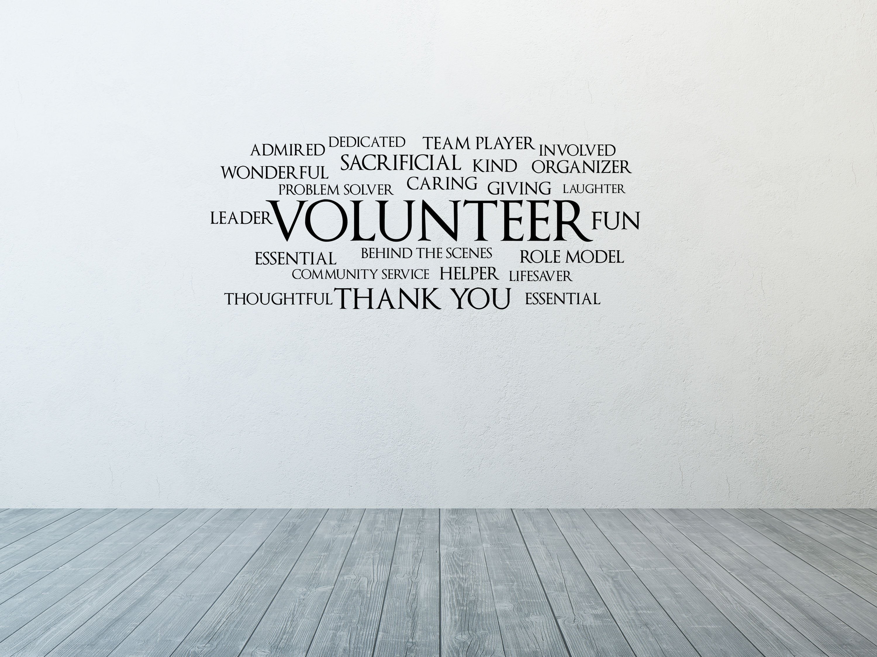 Volunteer Word Cloud Office Wall Decal- Inspirational Wall Decals Vinyl Wall Decal Done 
