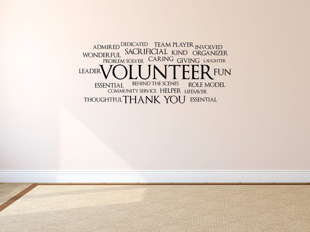 Volunteer Word Cloud Office Wall Decal- Inspirational Wall Decals Vinyl Wall Decal Done 