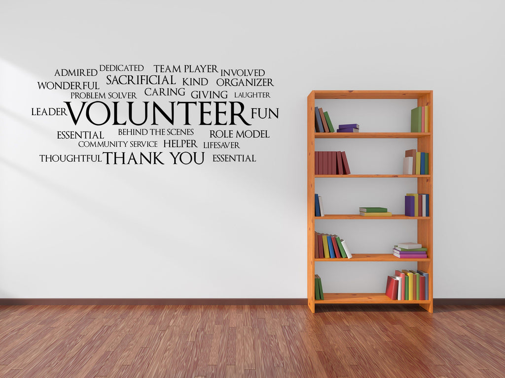 Volunteer Word Cloud Office Wall Decal- Inspirational Wall Decals Vinyl Wall Decal Done 