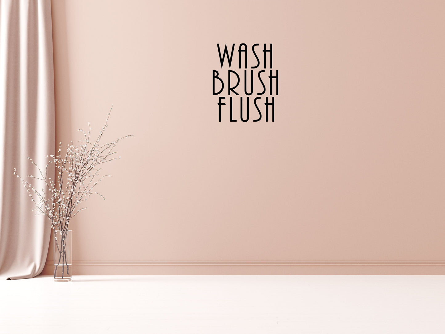 Wash Brush Flush Bathroom Wall Art Quote - Bathroom Wall Quotes Stickers Vinyl Wall Decal Title Done 