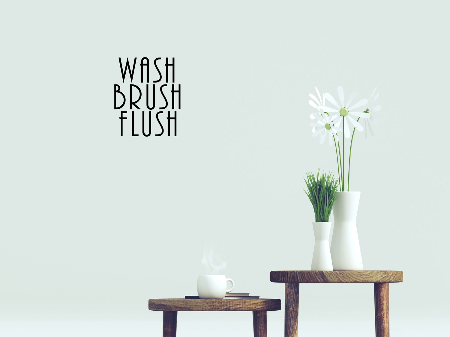 Wash Brush Flush Bathroom Wall Art Quote - Bathroom Wall Quotes Stickers Vinyl Wall Decal Title Done 