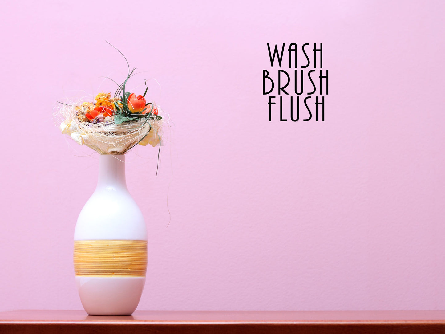 Wash Brush Flush Bathroom Wall Art Quote - Bathroom Wall Quotes Stickers Vinyl Wall Decal Title Done 