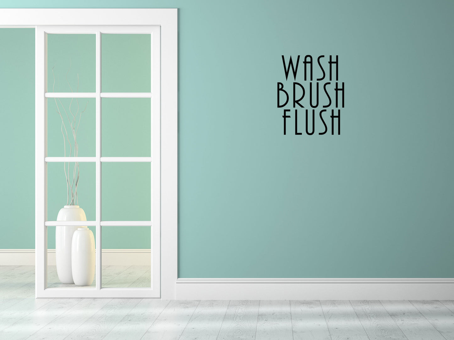 Wash Brush Flush Bathroom Wall Art Quote - Bathroom Wall Quotes Stickers Vinyl Wall Decal Title Done 