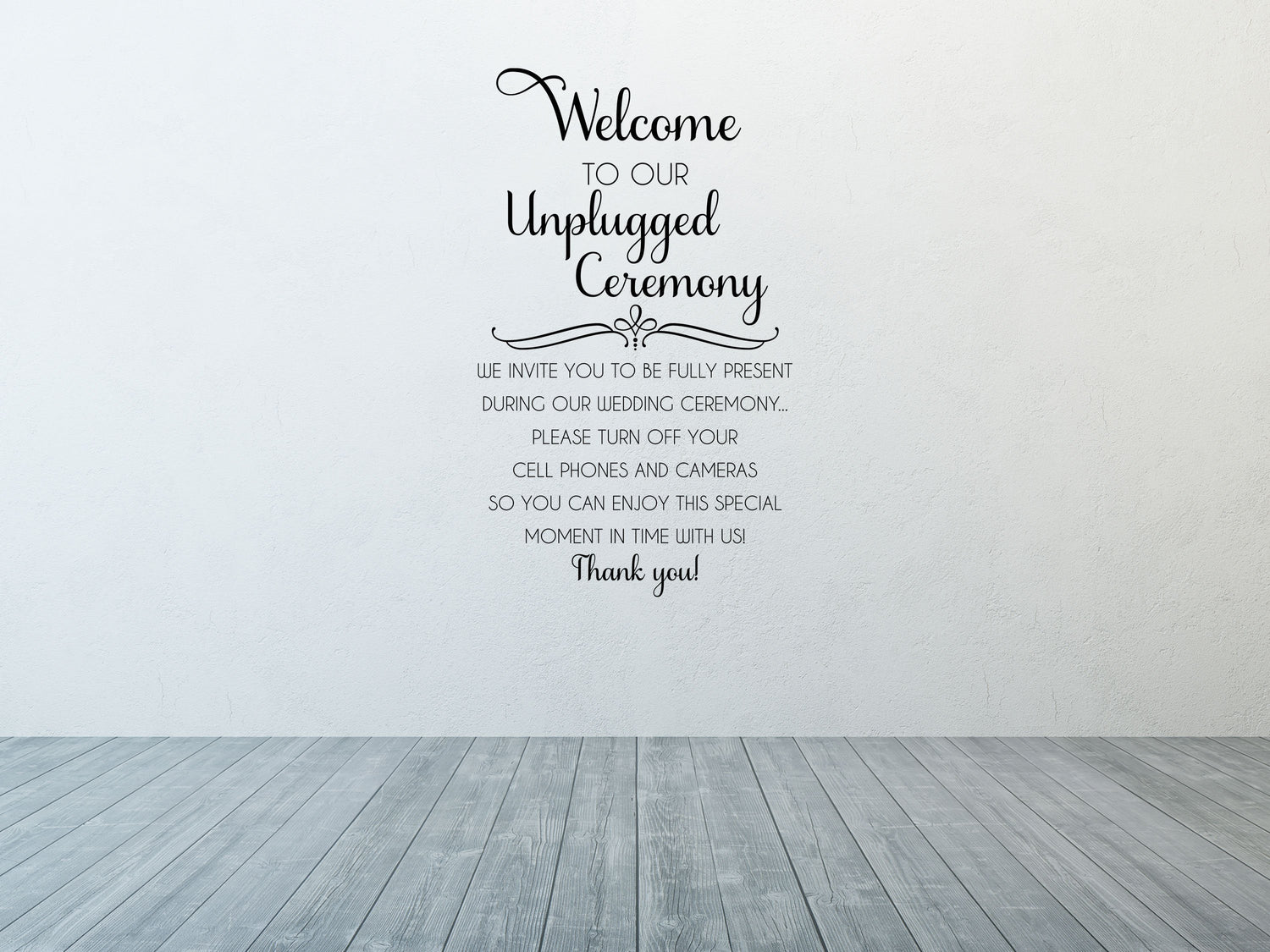 Welcome To Our Unplugged Wedding - Inspirational Wall Decals Vinyl Wall Decal Inspirational Wall Signs 