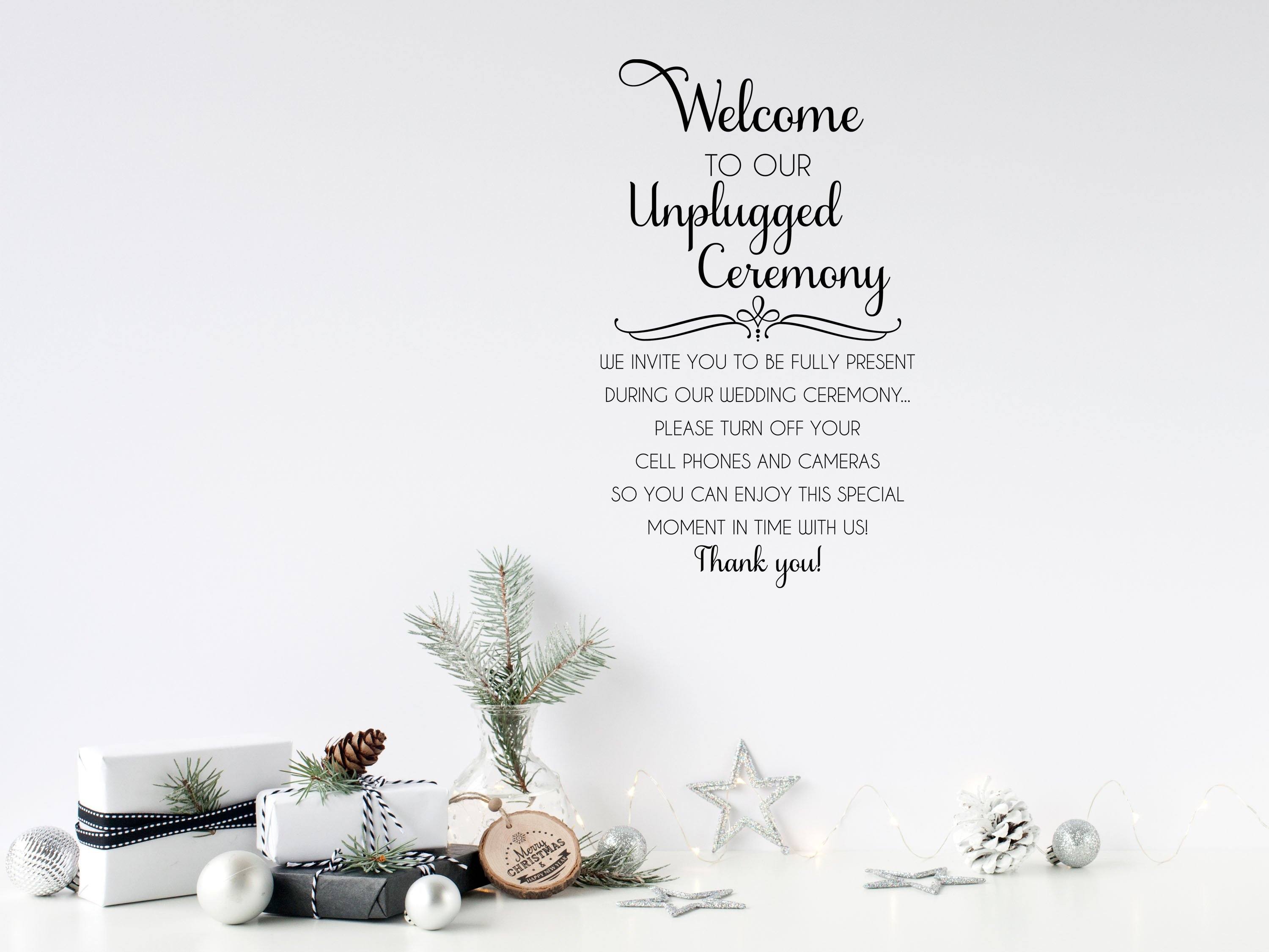 Welcome To Our Unplugged Wedding - Inspirational Wall Decals Vinyl Wall Decal Inspirational Wall Signs 