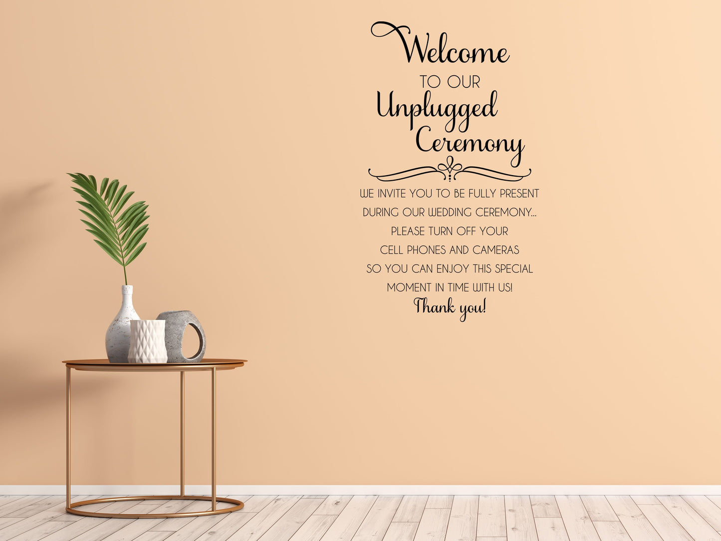 Welcome To Our Unplugged Wedding - Inspirational Wall Decals Vinyl Wall Decal Inspirational Wall Signs 