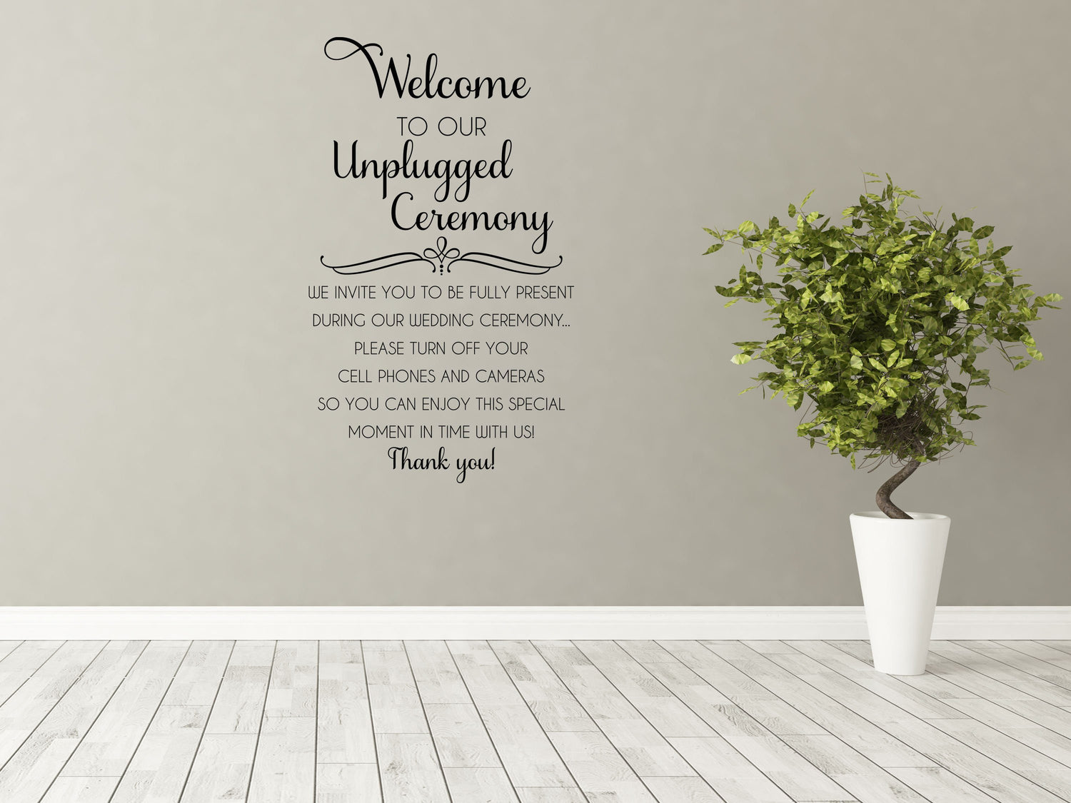 Welcome To Our Unplugged Wedding - Inspirational Wall Decals Vinyl Wall Decal Inspirational Wall Signs 