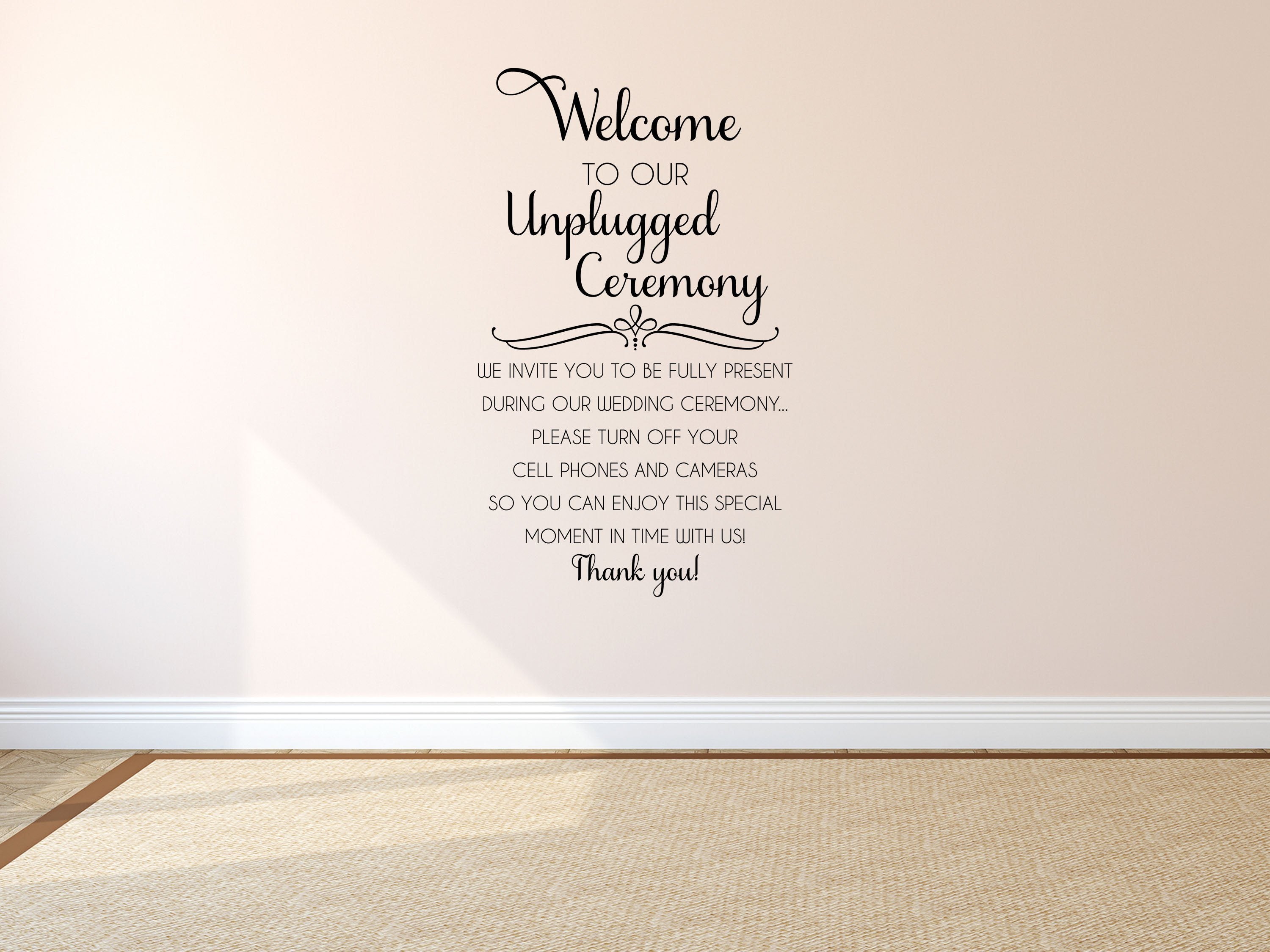 Welcome To Our Unplugged Wedding - Inspirational Wall Decals Vinyl Wall Decal Inspirational Wall Signs 