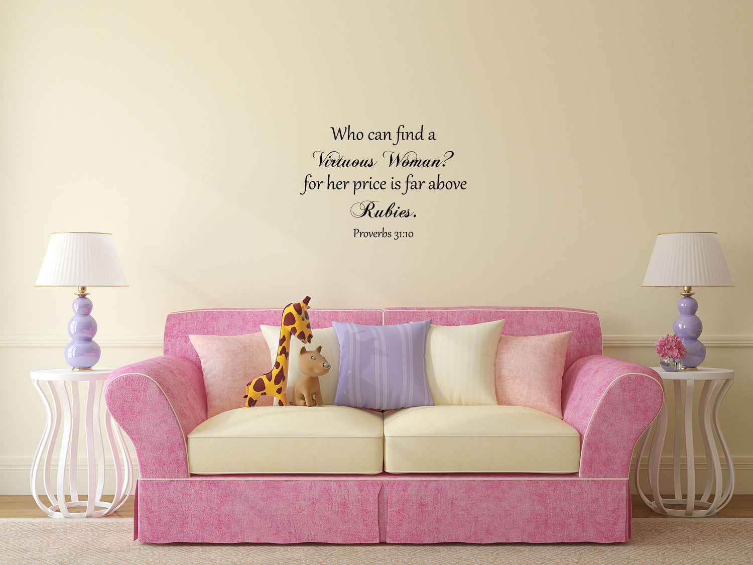 Who can find a virtuous woman Proverbs 31:10 - Inspirational Christian Bible Verse Scripture Wall Decal Church Quote Vinyl Wall Decal Inspirational Wall Signs 