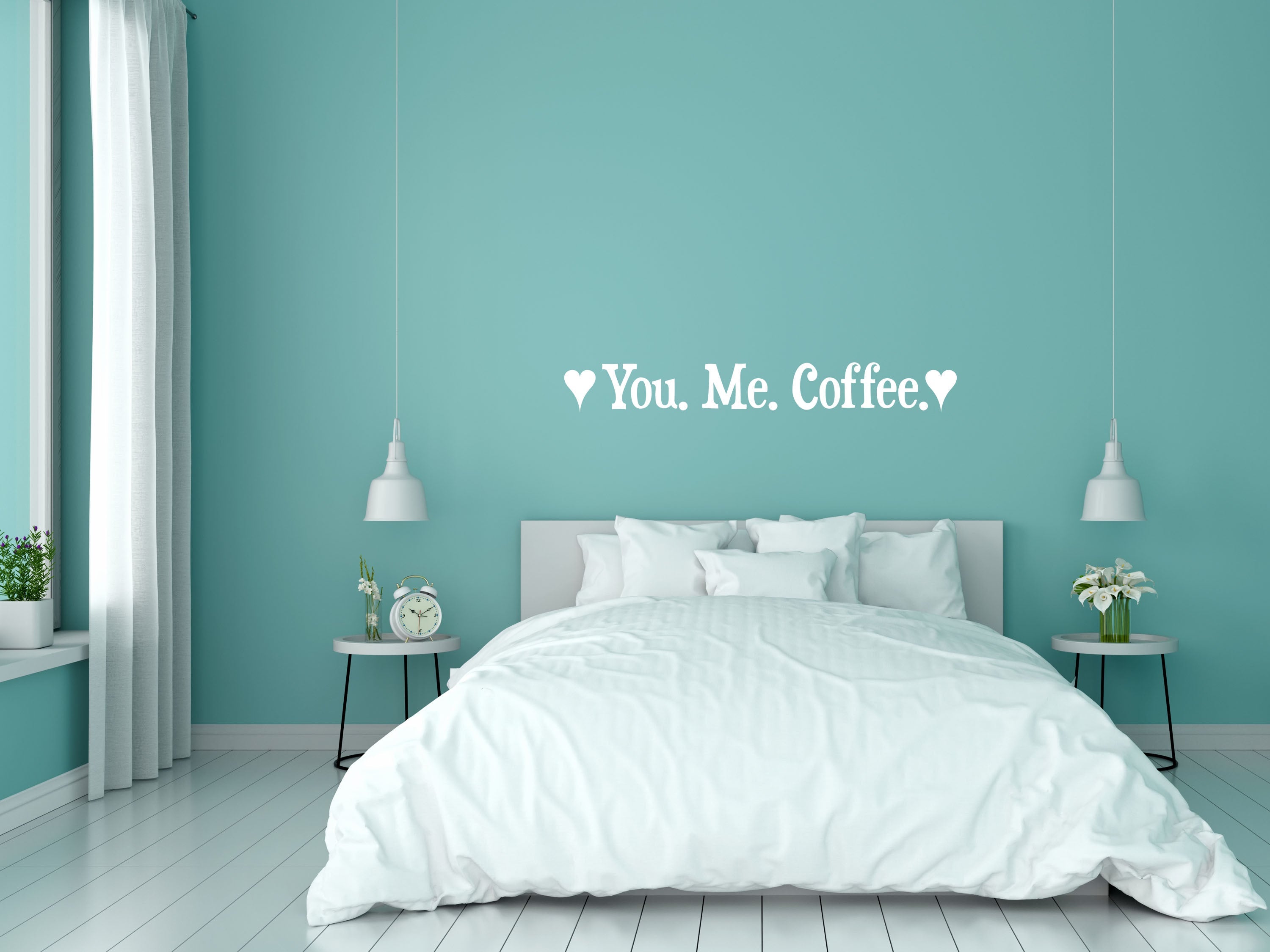 You Me Coffee Vinyl Quote Sticker- Inspirational Wall Decals Home Decor Decals Inspirational Wall Signs 