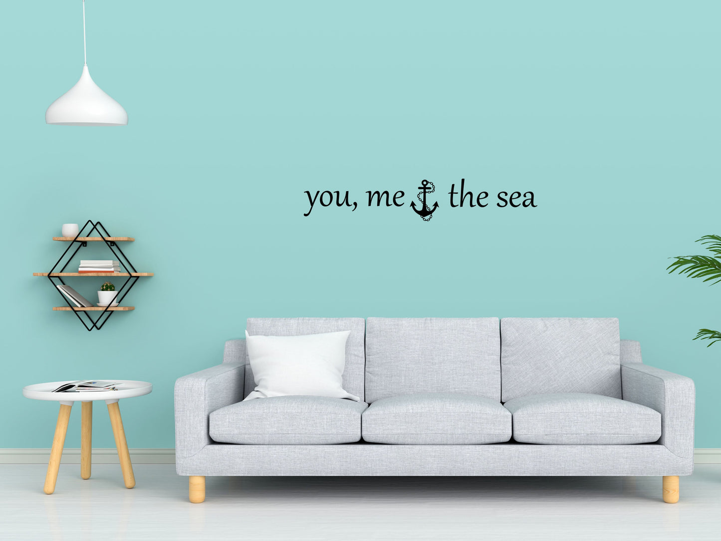 You, Me The Sea Nautical Vinyl Wall Quote - Bedroom Wall Decal - Anchor Wall Words Home Decor Decals Inspirational Wall Signs 