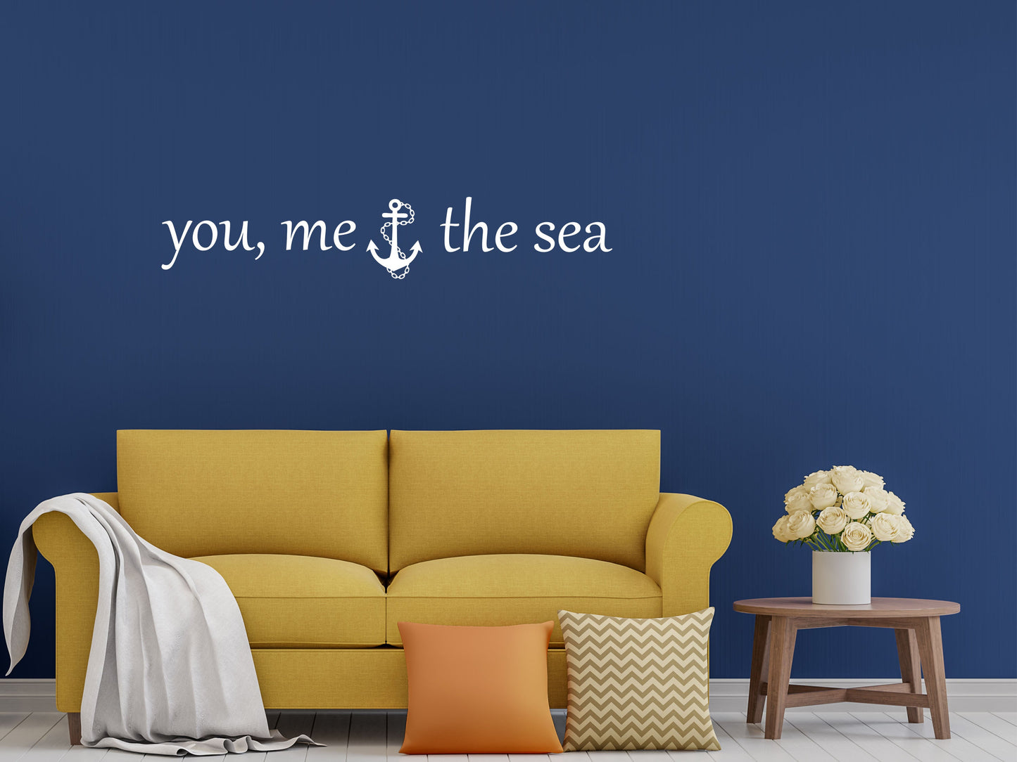 You, Me The Sea Nautical Vinyl Wall Quote - Bedroom Wall Decal - Anchor Wall Words Home Decor Decals Inspirational Wall Signs 