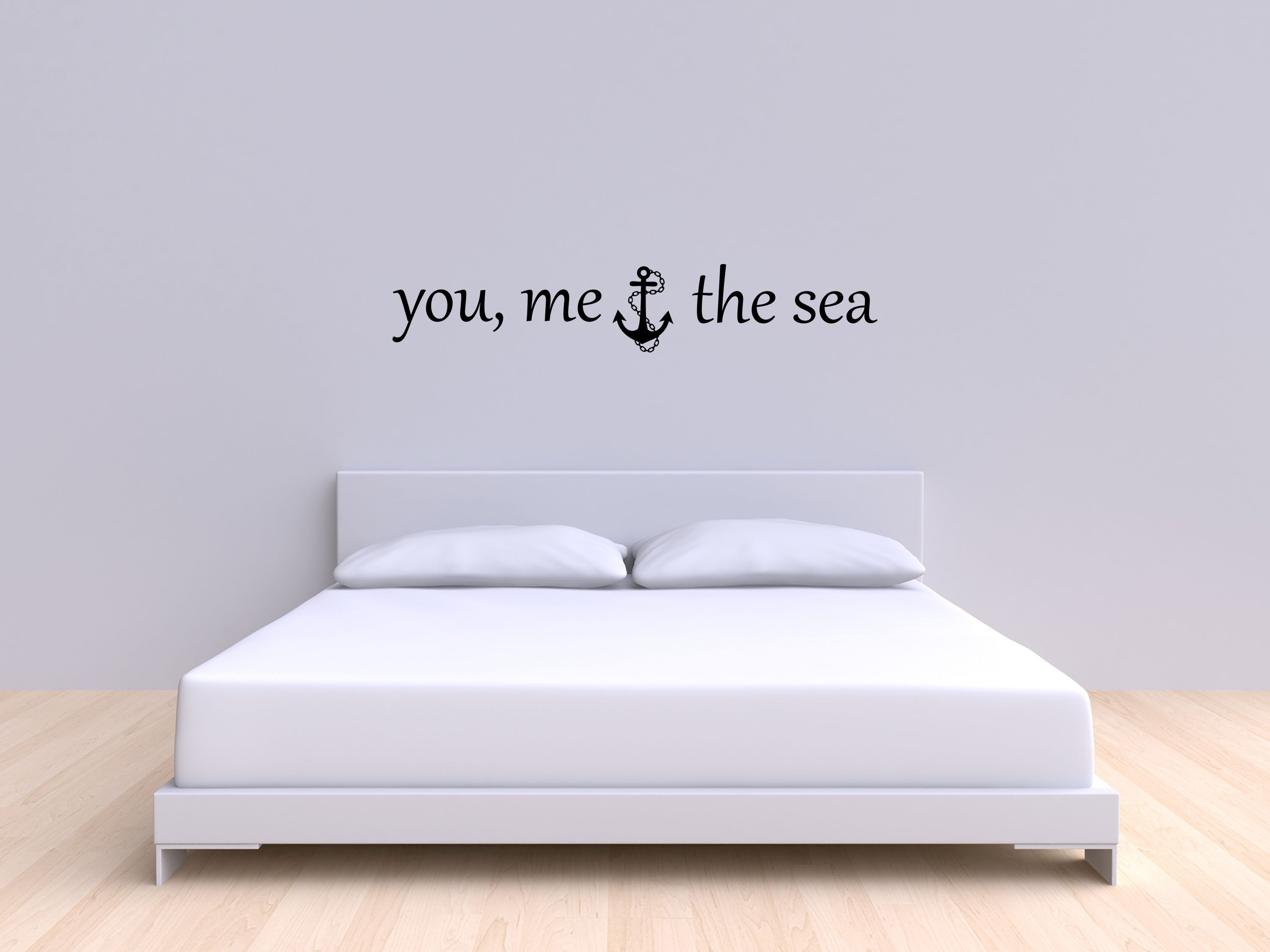 You, Me The Sea Nautical Vinyl Wall Quote - Bedroom Wall Decal - Anchor Wall Words Home Decor Decals Inspirational Wall Signs 